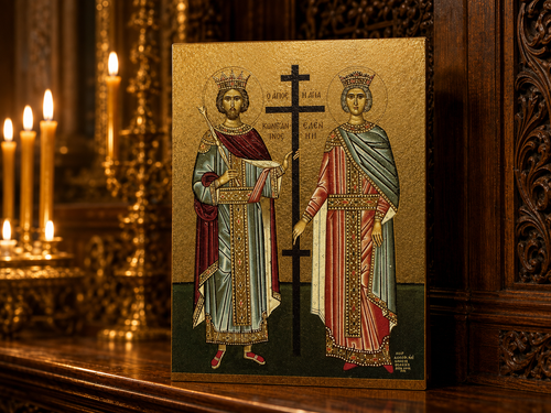 Icon of Saint Emperor Constantine the Great and his Mother Helena